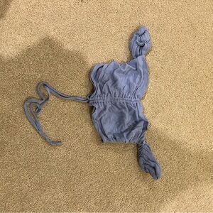 Blue Off-Shoulder Crop Top